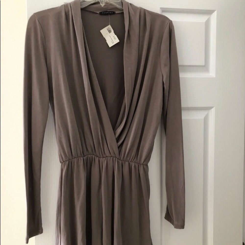 Taupe long sleeve romper.. best price!